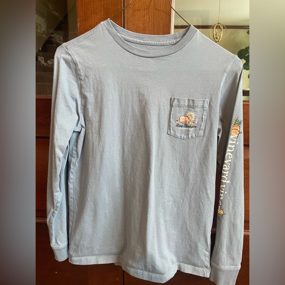 Vineyard Vines  Thanksgiving Blue Cotton Shirt Youth